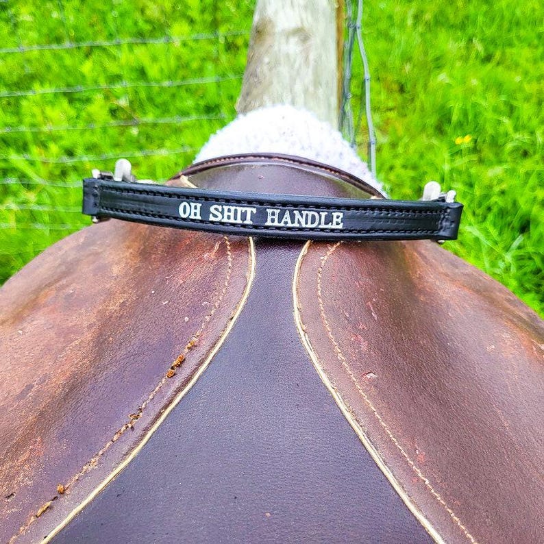 Personalized Leather English Saddle Grab Strap: Horse Rider Training Aid