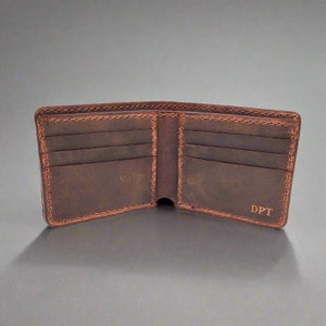 Cartera de piel de búfalo de agua de grano completo para hombre: cartera plegable personalizada para regalo de aniversario de esposo, regalo de cumpleaños, regalo para papá, regalo para él