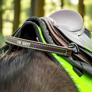 Personalized Leather English Saddle Grab Strap: Horse Rider Training Aid