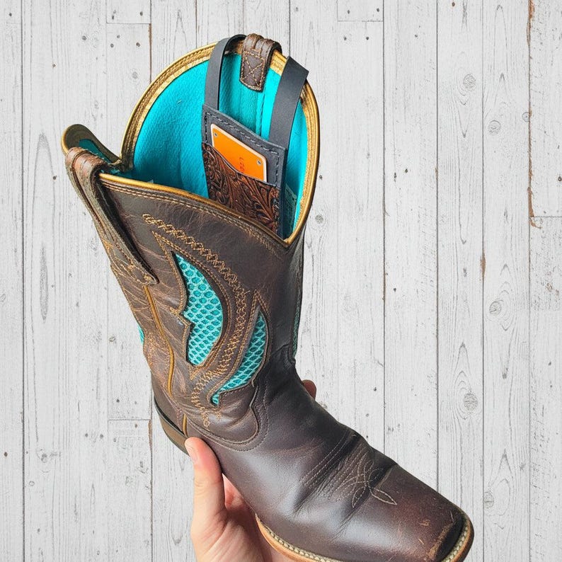 Leather Boot Wallet - Compact Leather Wallet - Slim Durable Wallet - Wallet For Horseback Riding - Wallet For Travelers - Hands-Free Wallet