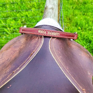 Personalized Leather English Saddle Grab Strap: Horse Rider Training Aid