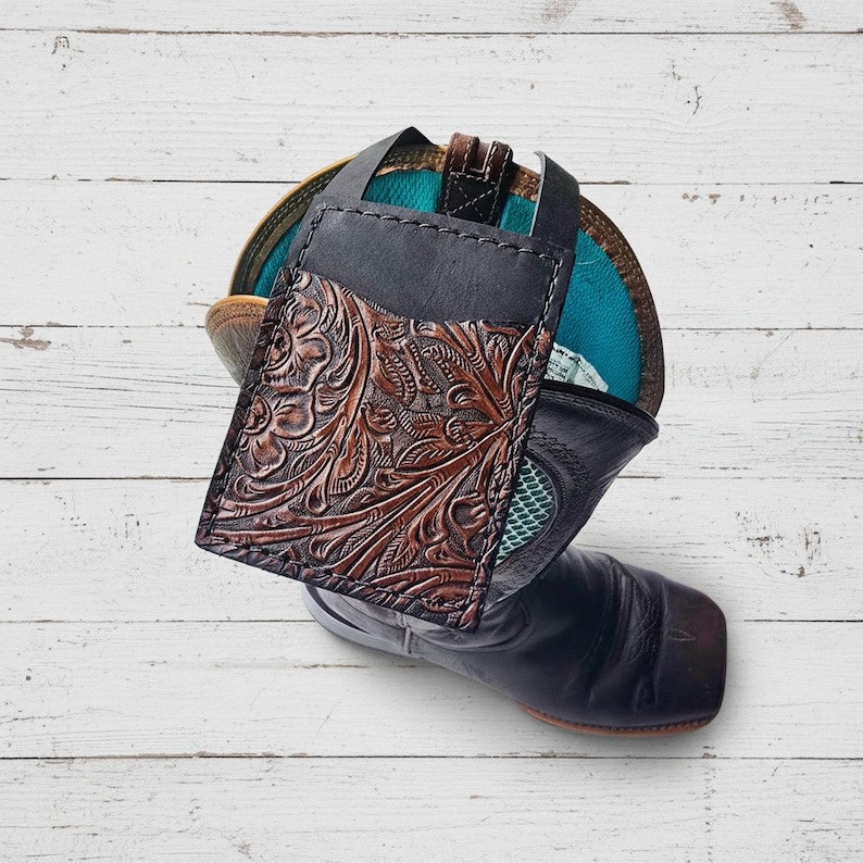 Leather Boot Wallet - Compact Leather Wallet - Slim Durable Wallet - Wallet For Horseback Riding - Wallet For Travelers - Hands-Free Wallet