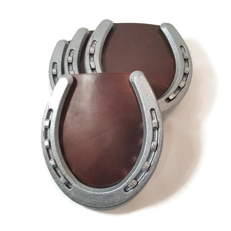 Leather Horseshoe Coasters Set of Four Horselover Gift Etsy