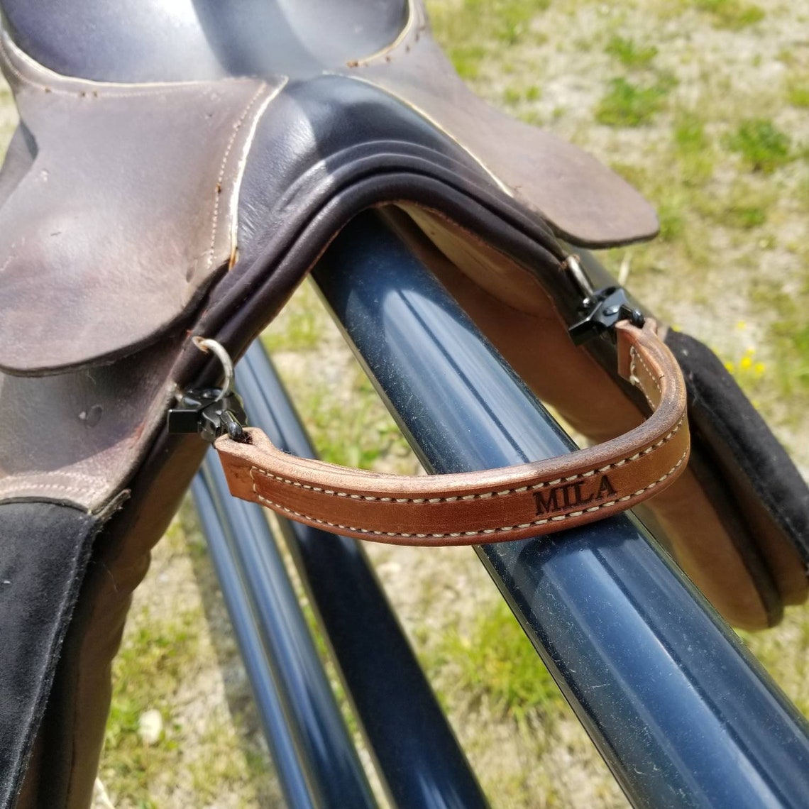 Custom Leather English Saddle Grab Strap Personalized Made to Etsy