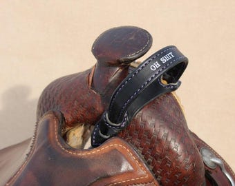 Leather Night Latch Bucking Strap: Western Saddle Security Handle, Personalized Horse Tack