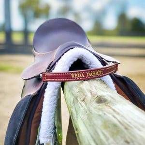 Personalized Leather English Saddle Grab Strap: Horse Rider Training Aid