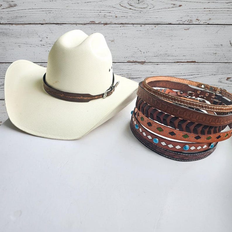 Leather Hat Bands - Handcrafted Leather Hat Bands - Premium Leather Construction - Coordinating Buckle Set - Quality Craftsmanship