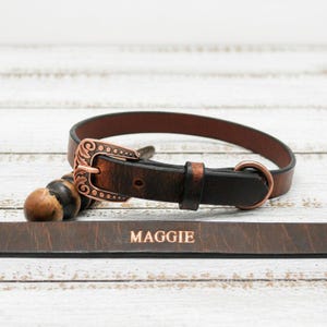 Collier pour chien en cuir Crazy Horse : matériel personnalisé en cuivre de buffle d'eau