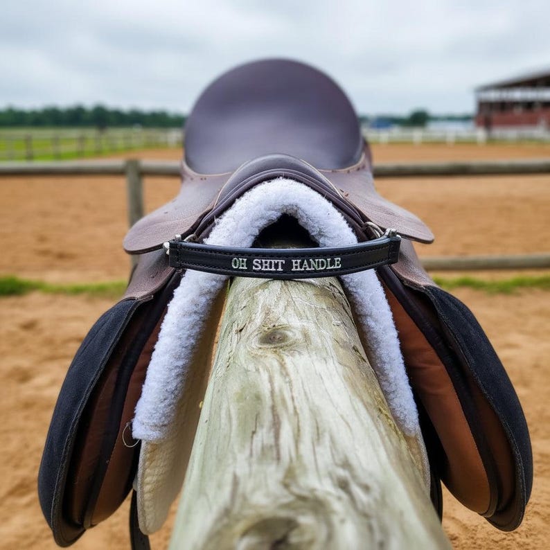 Personalized Leather English Saddle Grab Strap: Horse Rider Training Aid