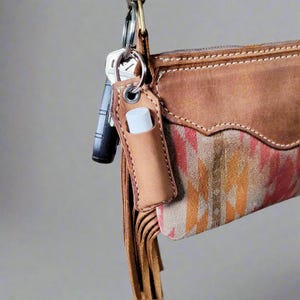 Leather Chapstick Holder - Handmade Western Lip Balm Keychain, Gifts for Her or Him
