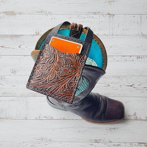 Leather Boot Wallet - Compact Leather Wallet - Slim Durable Wallet - Wallet For Horseback Riding - Wallet For Travelers - Hands-Free Wallet