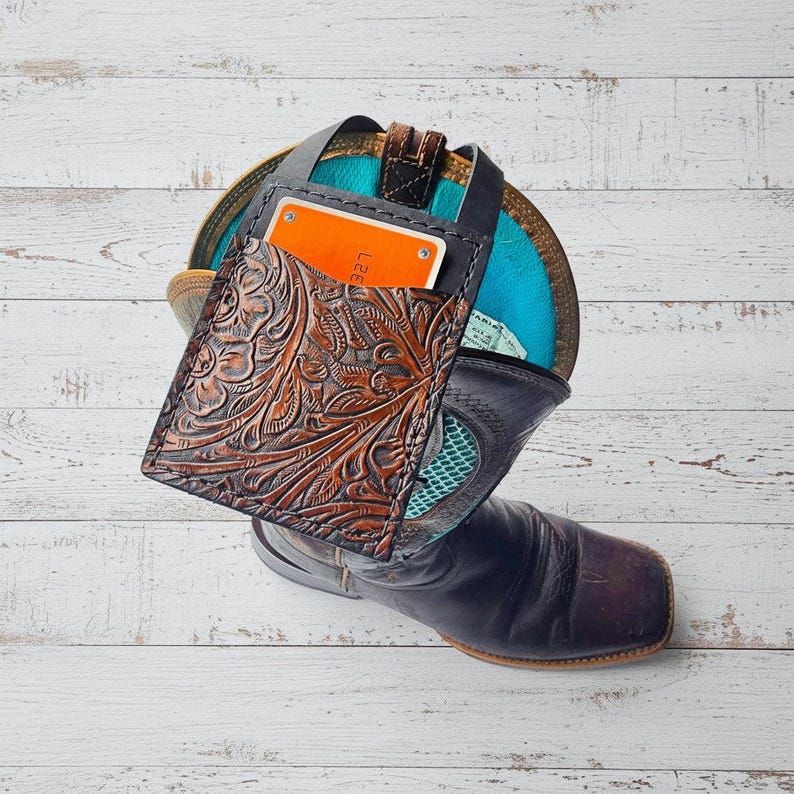 Leather Boot Wallet - Compact Leather Wallet - Slim Durable Wallet - Wallet For Horseback Riding - Wallet For Travelers - Hands-Free Wallet
