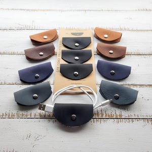 3-Pack Leather Cord Organizers: Cable Keepers with Snap Closure
