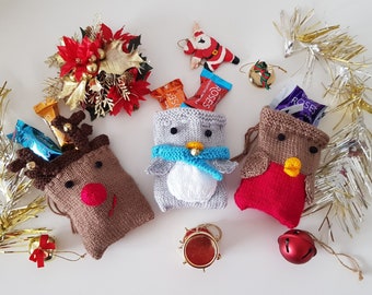 PDF Christmas Chocolate Coin Bags knitting pattern, Christmas Eve Boxes, Charity Knits, Easy knits, Santa bags, Gifts to make, child's bag