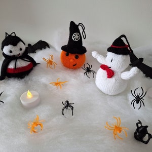 Spooky knitting pattern, Halloween, Charity knit,  spookey season, knitted ghost, knitted pumpkin, knitted vampire