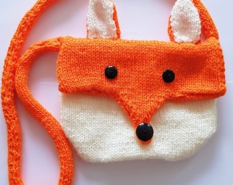 Modello per borsa a forma di volpe da lavorare a maglia/ Modello in PDF/ Modello per principianti/ Borsa per bambini/ Borsa a forma di animale/ Modello per lavorare a maglia per bambini