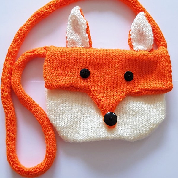 Knitting Pattern Fox bag/ PDF pattern/ Beginner knitting pattern/ childs bag/ animal bag/knitting pattern for kids