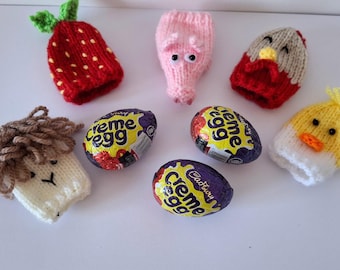 Creme Egg Covers Knitted PDF Easter Egg, Easter Hunt Creme Egg holder Instant download Cadbury Egg sweet holder knitted chicken