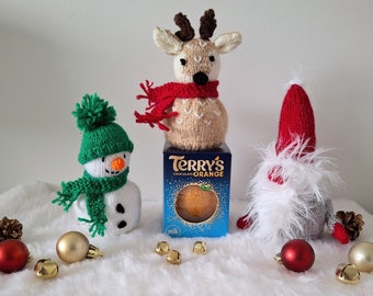 Chocolate Orange Coverknitting pattern, Snowman, Christmas Gnome, Christmas Knitting  Charity knit  Christmas Eve Box Secret Santa reindeer