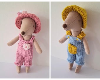 Patrón de punto en PDF para peto, gorro y diadema para Maileg Big Brother/Sister