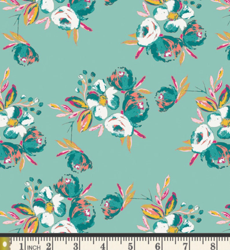 Corsage Charm Aqua Wild Bloom Art Gallery Fabrics
