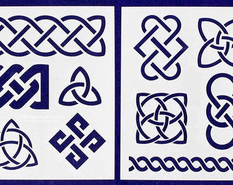 Celtic Knot Stencils 8" X 10" Mylar 2 Pieces of 14 Mil - Painting /Crafts/ Templates