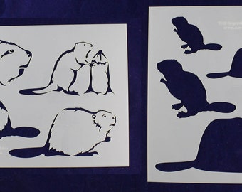 Beavers Stencil Set  8" x 10" - Stencil-  14 Mil Mylar - 2 pieces