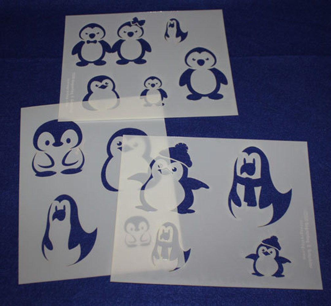 Cartoon Penguin Themed Stencils- 3 Piece Set 8" X 10" 14 Mil Mylar - Etsy