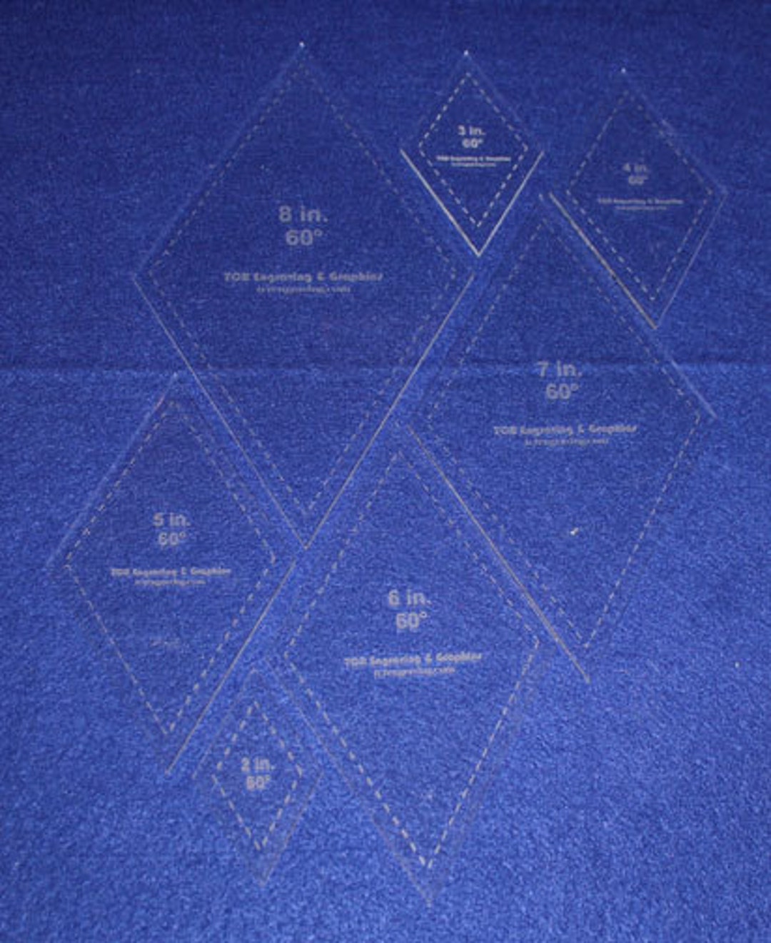 7 Piece Set Quilting Diamond Template 1/8 Clear Acrylic 2, 3 4, 5, 6, 7