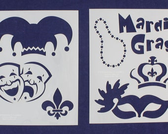 2 Piece Set -Mylar 14 Mil Mardi Gras Stencils