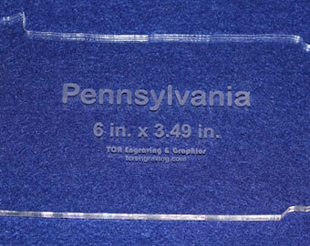 State of Pennsylvania 6" x 3.49" ~ 1/4" Quilt Template- Acrylic - Long Arm/Hand Sew