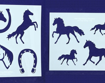 Horse/Horseshoe -2 Piece Set  8" x 10" - Stencils-  14 Mil Mylar