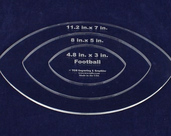 Nested Football Shaped Quilting and Sewing Template- Clear Acrylic 1/8" or 1/4" -Laser Cut