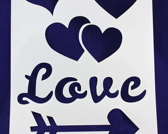 3 Piece Set mylar 14 Mil Hearts/valentines Day Stencils  Painting/crafts/stencil 