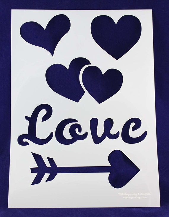 1 Piece mylar 14 Mil Hearts/valentines Day Stencils 