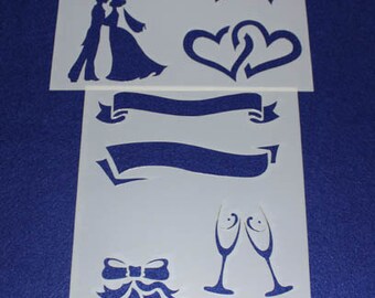 2 Piece Set  8" x 10" -Wedding Stencil-  14 Mil Mylar