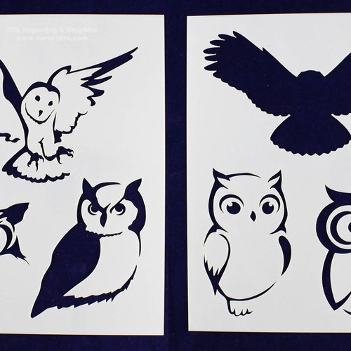 Owls Stencil Set 8 X 10 Stencil 14 Mil Mylar Etsy