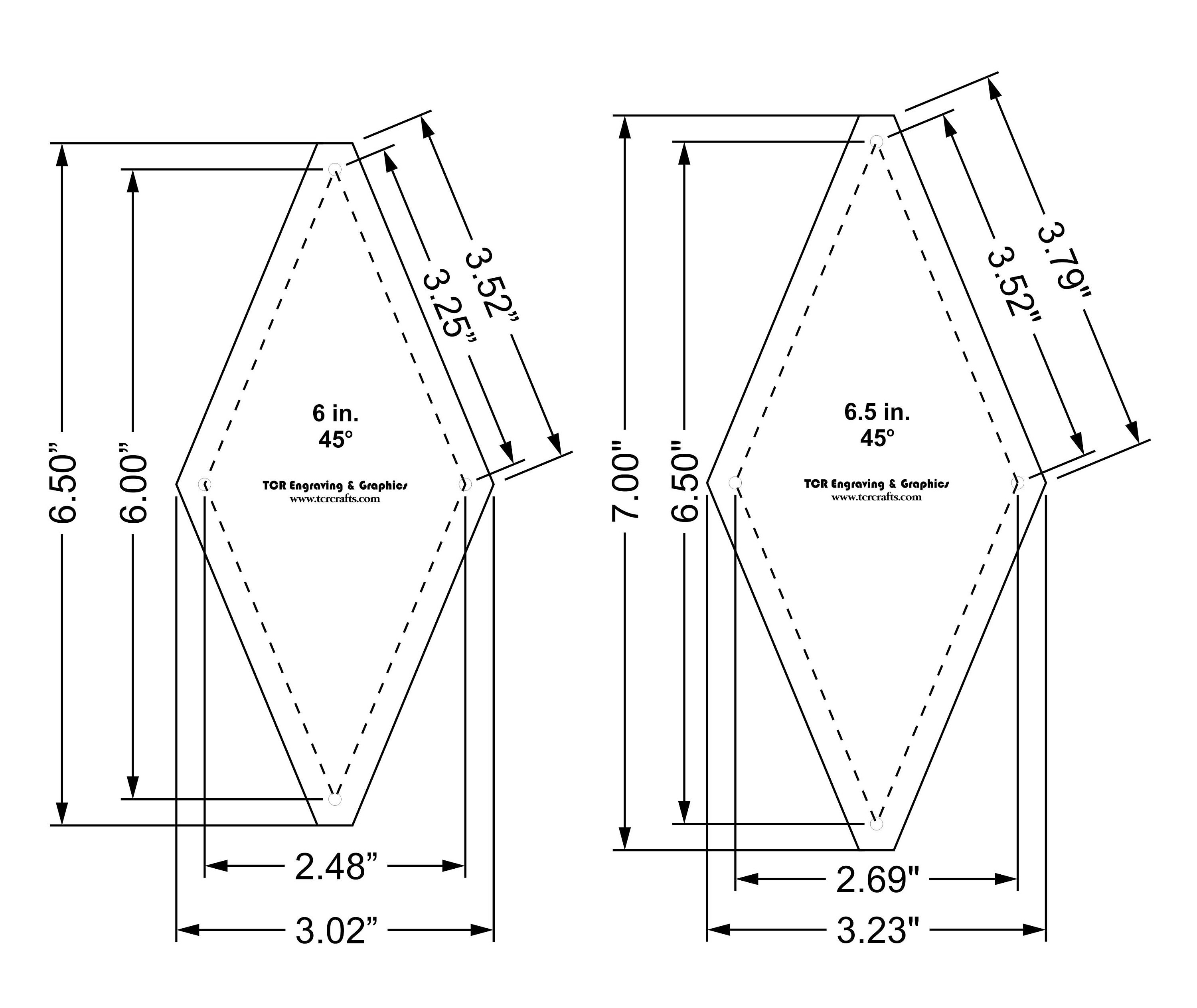 2 Piece Set Quilting Diamond Template 1/8 Clear Acrylic Etsy