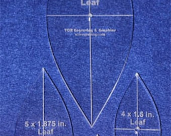 4 Piece Set Leaf Shaped Quilting Templates ~1/4"   w/ Center hole and Cross Hairs