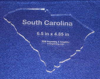 State of South Carolina  6.5" x 4.85" ~ 1/4" Quilt Template- Acrylic - Long Arm/Hand Sew