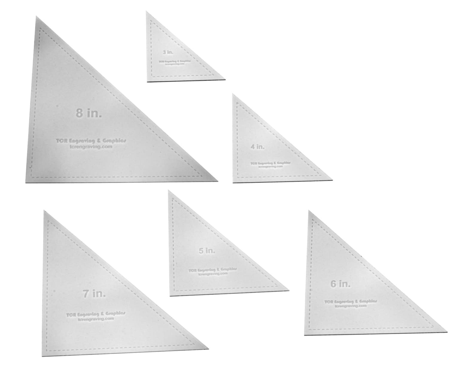 6 Piece Set Quilt Triangle Templates 1/8 3 Etsy