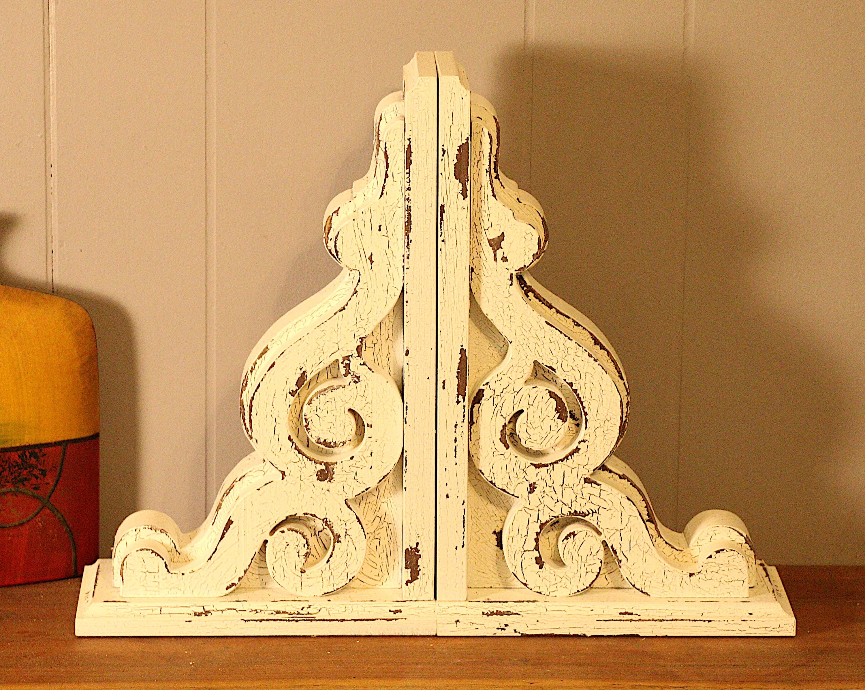 VICASKY Roman Column Wood Corbels – Decorative Shelf Brackets With Intricate Carved Corner Flowers, European Style