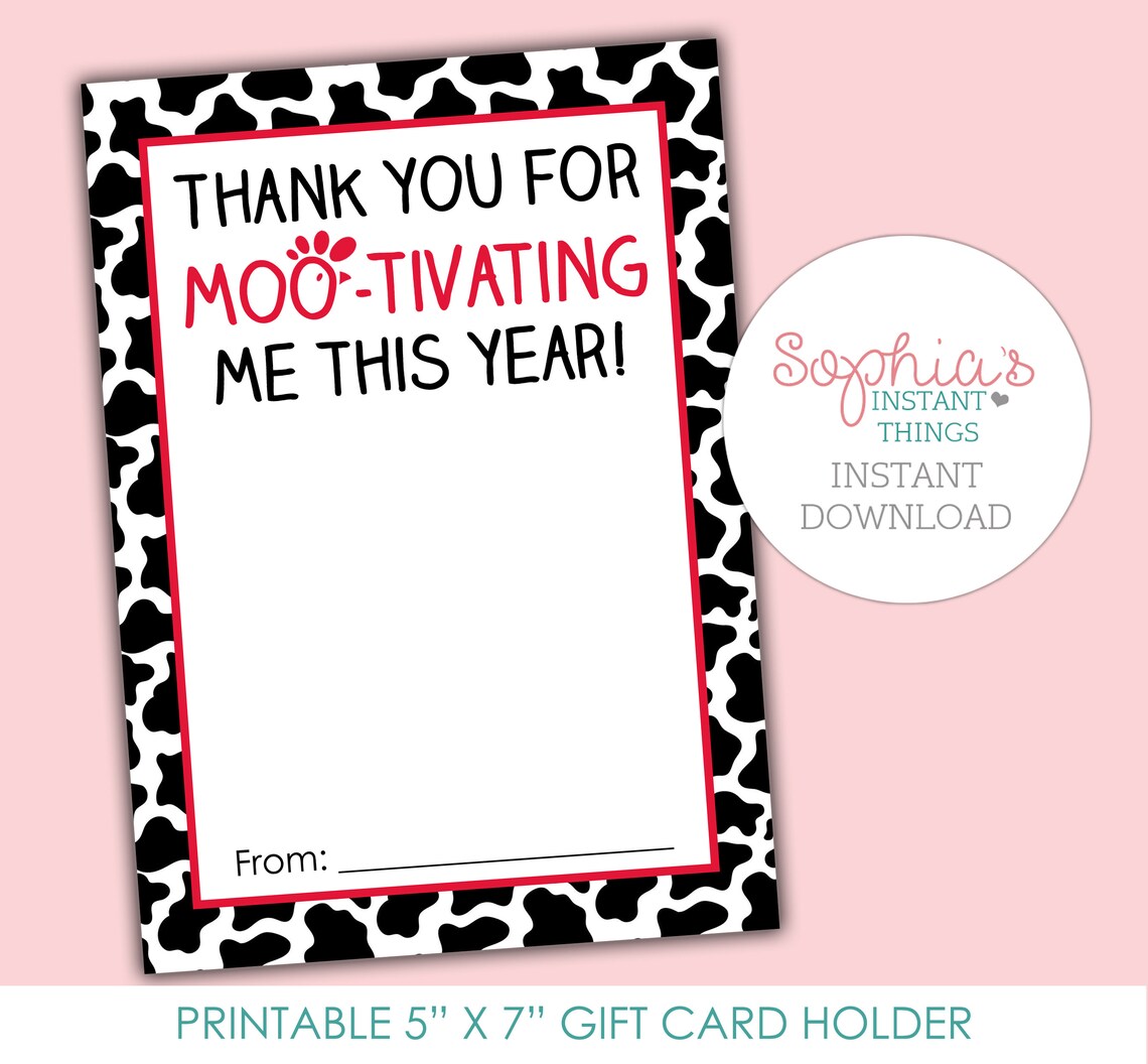 PRINTABLE Chick Fil A Gift Card Holder, Teacher Appreciation Gift Card ...