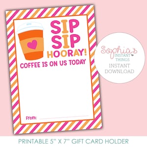 PRINTABLE Donuts Gift Card Holder, Sip Sip Hooray, Our Little Munchkin, Teacher Appreciation Gift Teacher Gift, Volunteer, INSTANT DOWNLOAD
