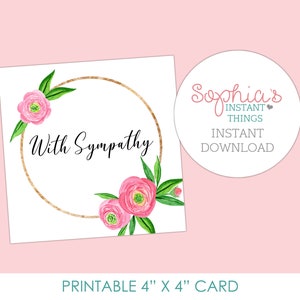 Carte de sympathie à imprimer, en pensant à vous, avec sympathie, deuil, perte, carte de condoléances, désolé pour votre perte cartes, téléchargement immédiat