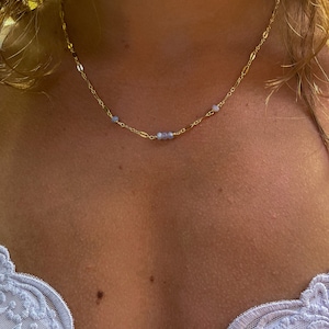 Dainty Beaded Lavender Opal Necklace/ 14k Gold Filled/ 16” or 18”