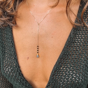 Labradorit Lariat Tropfen / 14k Gold Filled / 16&quot;