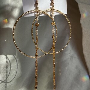Hoopoorbel zoetwaterparel/gold filled/handgemaakte sieraden