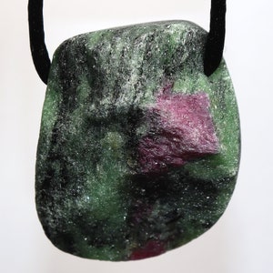 Ruby in zoisite | necklace with cord or silver 925 --- stone size: 35 x 29 mm / 1.38 x 1.14 inches image 3