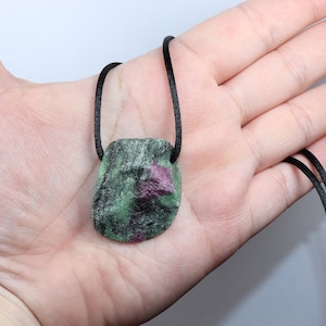 Ruby in zoisite | necklace with cord or silver 925 --- stone size: 35 x 29 mm / 1.38 x 1.14 inches image 8